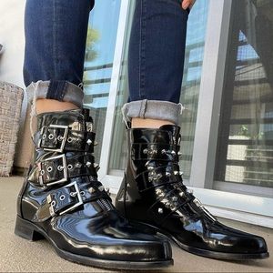 Alexander Mcqueen Patent Leather Boots